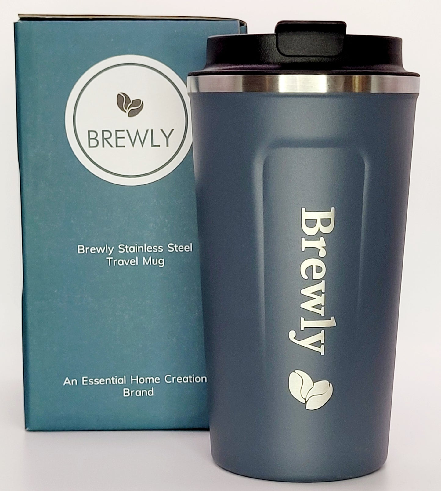 Brewly 17 oz Stainless Steel Vacuum Insulated Tumbler - Coffee Travel Mug with Spill Proof Lid - Slate