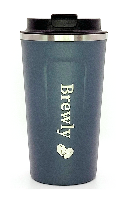 Brewly 17 oz Stainless Steel Vacuum Insulated Tumbler - Coffee Travel Mug with Spill Proof Lid - Slate